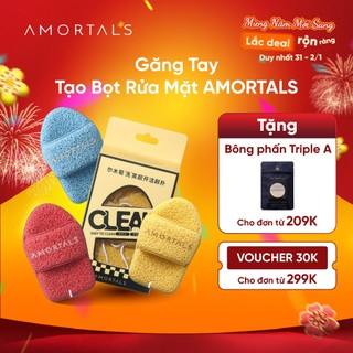  Găng Tay Rửa Mặt Tạo Bọt Amortals Gấp Đôi Khả Năng Làm Sạch Sâu Mềm Mại Không Rát Da Nhanh Khô 