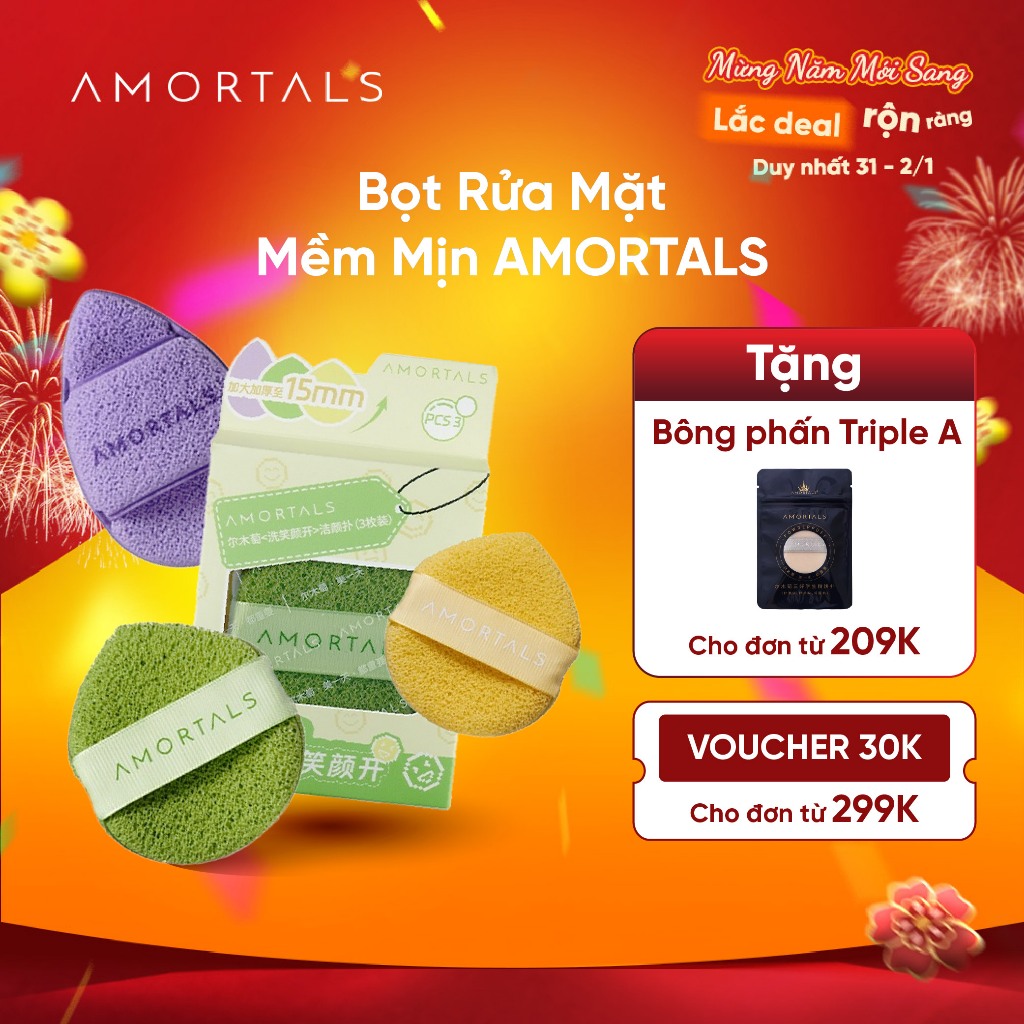   BD  Bọt Rửa Mặt Amortals Nở To Khi Gặp Nước Tạo Bọt Nhanh Làm Sạch Da & Lỗ Chân Lông Mềm Mại Không Gây Rát Da 