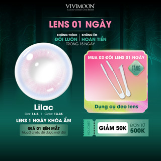  Kính áp tròng VIVIMOON lens khóa ẩm 1 ngày màu hồng tím Lilac  x2 để đặt 1 đôi - Giá 1 bên mắt  