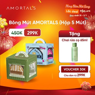  Bộ 5 Bông Mút Trang Điểm AMORTALS 100 Size XL - Mềm Mại Đàn Hồi Cao Tặng Kèm Hộp Đựng 