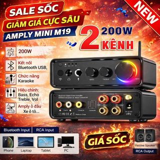 Amply Bluetooth M19BT+BT309A, Âm Ly Công Suất 1X 200W, 2 KÊNH, Bluetooth 5.0, Âm Thanh Mạnh Mẽ,Bộ khuếch đại công suất