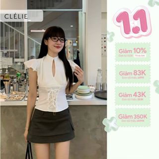  Áo kiểu cổ trụ thiết kế thắt dây | MIKI TOP - CLÉLIE 