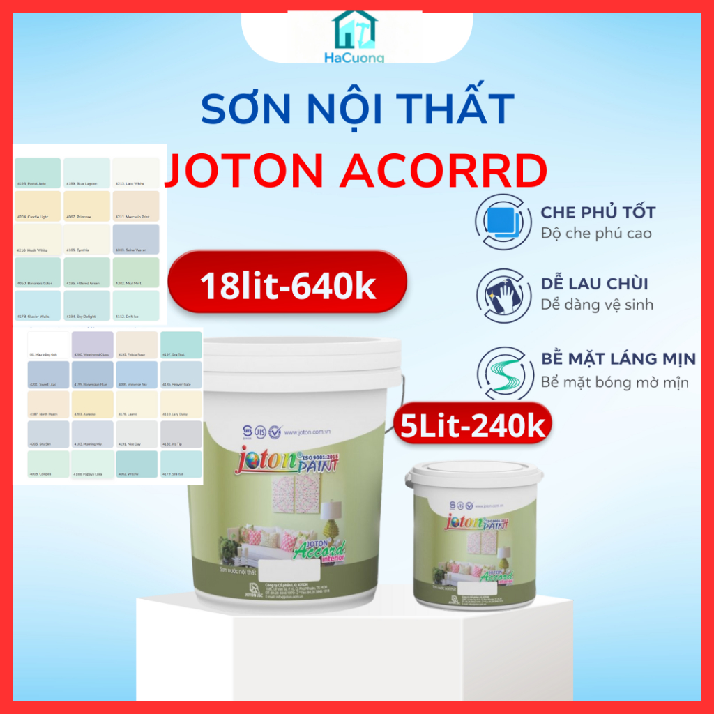 5L-18L Sơn phủ nội thất màng sơn mờ Joton Accord