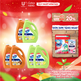  Combo 2 Nước Lau Sàn Sunlight BIOSHIELD Ngăn côn trùng hiệu quả | Chai 3,6 KG | Chanh Yuzu & Sả | Quế & Cam Bergamot 