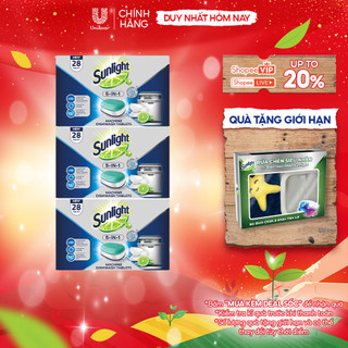  Combo 3 hộp viên rửa chén Sunlight 84 viên 3 hộp 