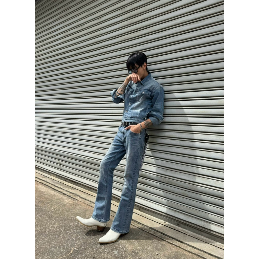 𝑭𝑳𝑨𝑹𝑬 𝑫𝑬𝑵𝑰𝑴 𝑰𝑵 𝑳𝑰𝑮𝑯𝑻 𝑩𝑳𝑼𝑬 , QUẦN JEAN Nam Ống Loe màu Light Blue | BigBuy360 - bigbuy360.vn