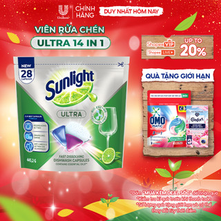  Túi Viên Rửa Chén Bát Sunlight 14 in 1 Dành Cho Máy Rửa Chén  28 Viên Túi  