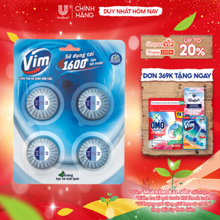 Viên Thả Vệ Sinh Bồn Cầu Vim| Sạch Khuẩn Sáng Bóng đến 1600 Lần Xả  4x45g vỉ  