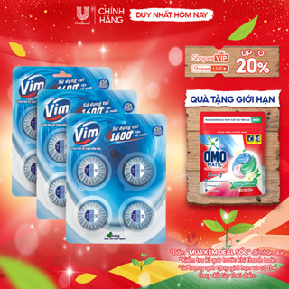  Combo 3 VỈ Viên Thả Vệ Sinh Bồn Cầu Vim | Sạch Khuẩn Sáng Bóng đến 1600 Lần Xả  3x180g vỉ  