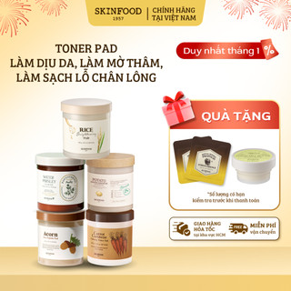  Hộp 60 Miếng Bông Toner Pad Skinfood Làm Dịu Da Cấp Ẩm Mờ Thâm Sạch Lỗ Chân Lông 250ml 