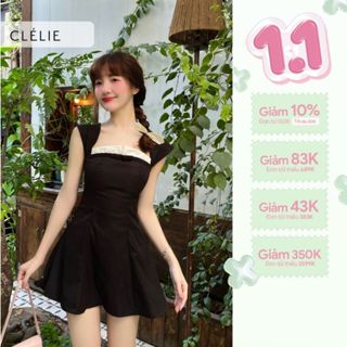  Đầm chữ a cạp cổ trắng trễ vai dáng xòe | KATIE DRESS - CLÉLIE 