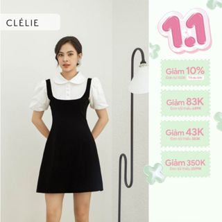  Đầm chữ a cotton nhung tay ngắn nhún rộng | LILAC DRESS - CLÉLIE 