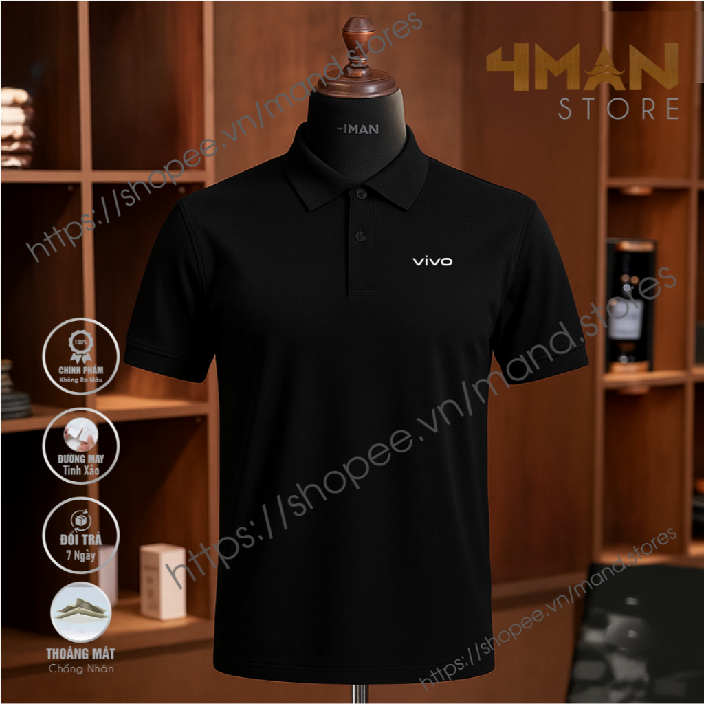 Áo thun Polo VIVO - Vải thun Cá sấu CVC Cao Cấp Dày mịn Thoáng mát - 4Man Store