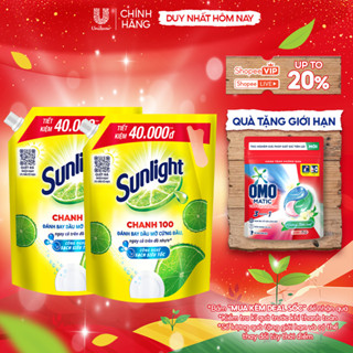  COMBO 2 Nước Rửa Chén Bát Sunlight Chanh 100 | Sạch Dầu Mỡ Đồ Nhựa | Túi 4x3.1Kg 