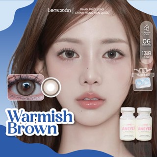 Kính áp tròng cận 6 tháng LENS XOẮN lens nâu tây có viền 14.5 tròn mắt B.S.COR WARMISH BROWN