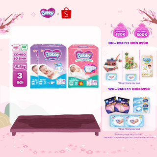   TẶNG MIẾNG NGẪU NHIÊN  Combo sơ sinh gồm 02 gói Tã dán Bobby NB70 miếng và 01 gói Tã quần mở một bên NB70+6 miếng 