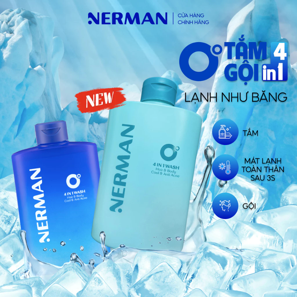 (TOP BÁN CHẠY) Sữa tắm gội hương nước hoa NERMAN 0 Độ 4in1 330ml Dưỡng Body Dưỡng thể