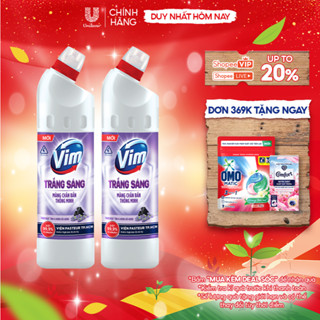 Combo 2 Nước Tẩy Bồn Cầu và Nhà Vệ Sinh Vim Trắng Sáng | Sạch Thơm Dịu Mát Với Hương Chanh Sả và Hương Lavender  870ml  