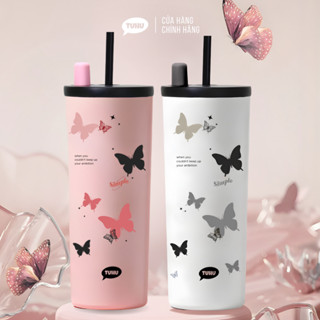  Ly giữ nhiệt khắc tên Fun 710ml có ống hút ly giữ nhiệt nóng lạnh inox 316 cao cấp có quai xách tiện lợi – TUHUHOUSE 
