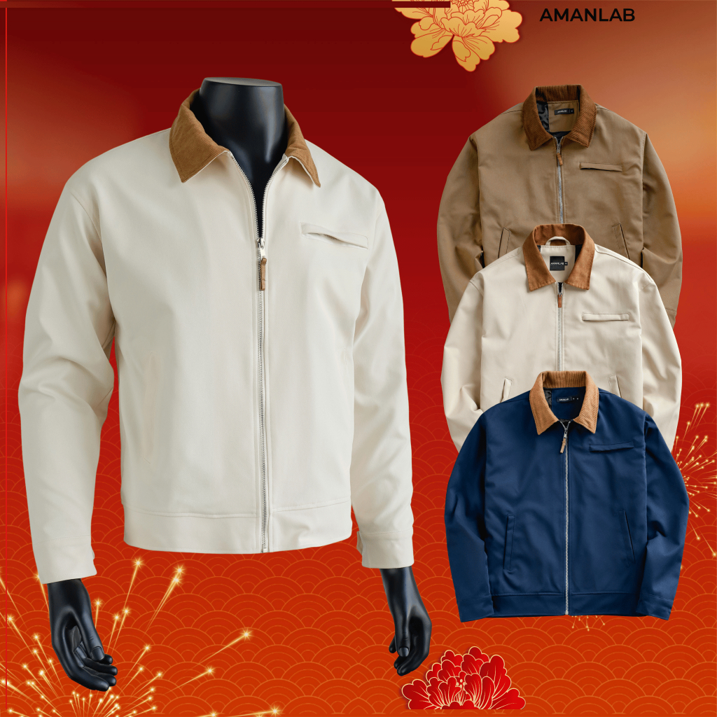 [ UPDATE MÀU MỚI ] Áo khoác nam, nữ chất vải kaki cotton phối cổ nhung V6 dày dặn 2 lớp AMANLAB