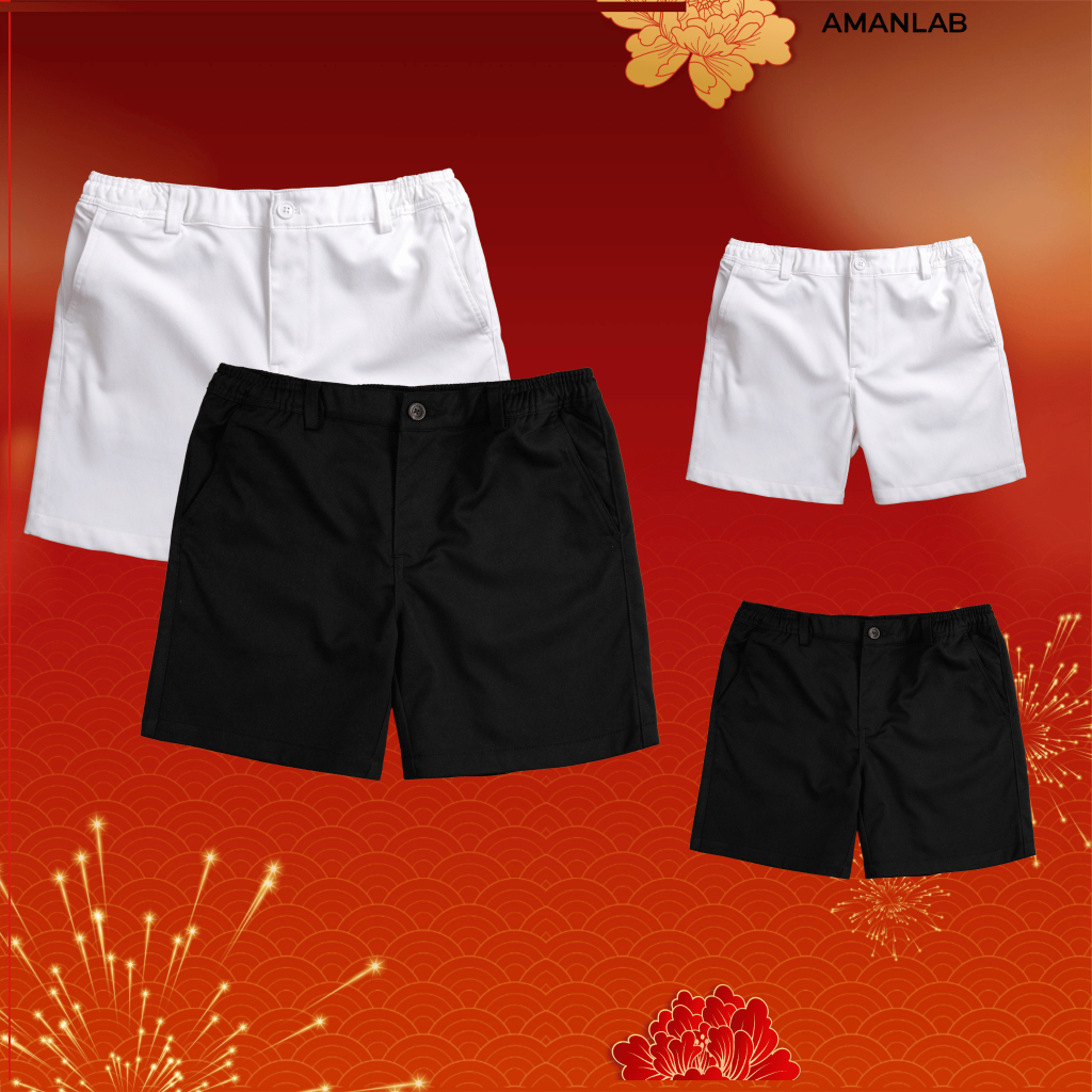 Quần short lưng thun, chất vải kaki mềm mịn không nhăn, form ngắn trên gối Short ClassicFit  AMANLAB