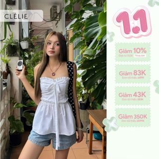  Áo cúp ngực phối viền bèo đính nơ | SWEETIE TOP - CLÉLIE 