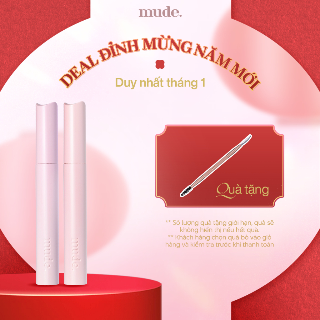 Combo Mascara Chuốt Dày Mi mude Volume Curling (8ml) & Mascara Chuốt Dài Mi 24H mude Longlash Curlin