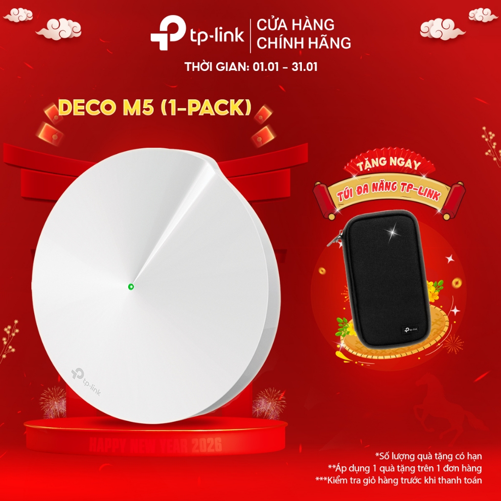 Hệ Thống Mesh Wifi TP-Link Deco M5 (1-pack) Chuẩn AC 1300Mbps Dành Cho Gia Đình
