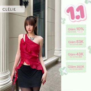  Áo croptop 2 dây chéo vai tua rua | LUCIE TOP - CLÉLIE 