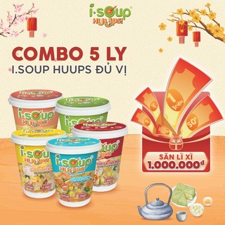   Combo 5 Mix tăng 1  Súp Nấm Yến Mạch  Cá hồi  Hải Sản  Táo đỏ  Tóc tiên Ăn Liền ISOUP HUUPS - Súp Ăn Liền Sấy Thăng Hoa 
