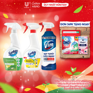  BỘ BA TẨY RỬA TOÀN DIỆN | Bọt tuyết lau bếp Sunlight POWERFOAM | Tẩy bồn cầu Vim Bọt tuyết | Nước lau đa năng Sunlight 