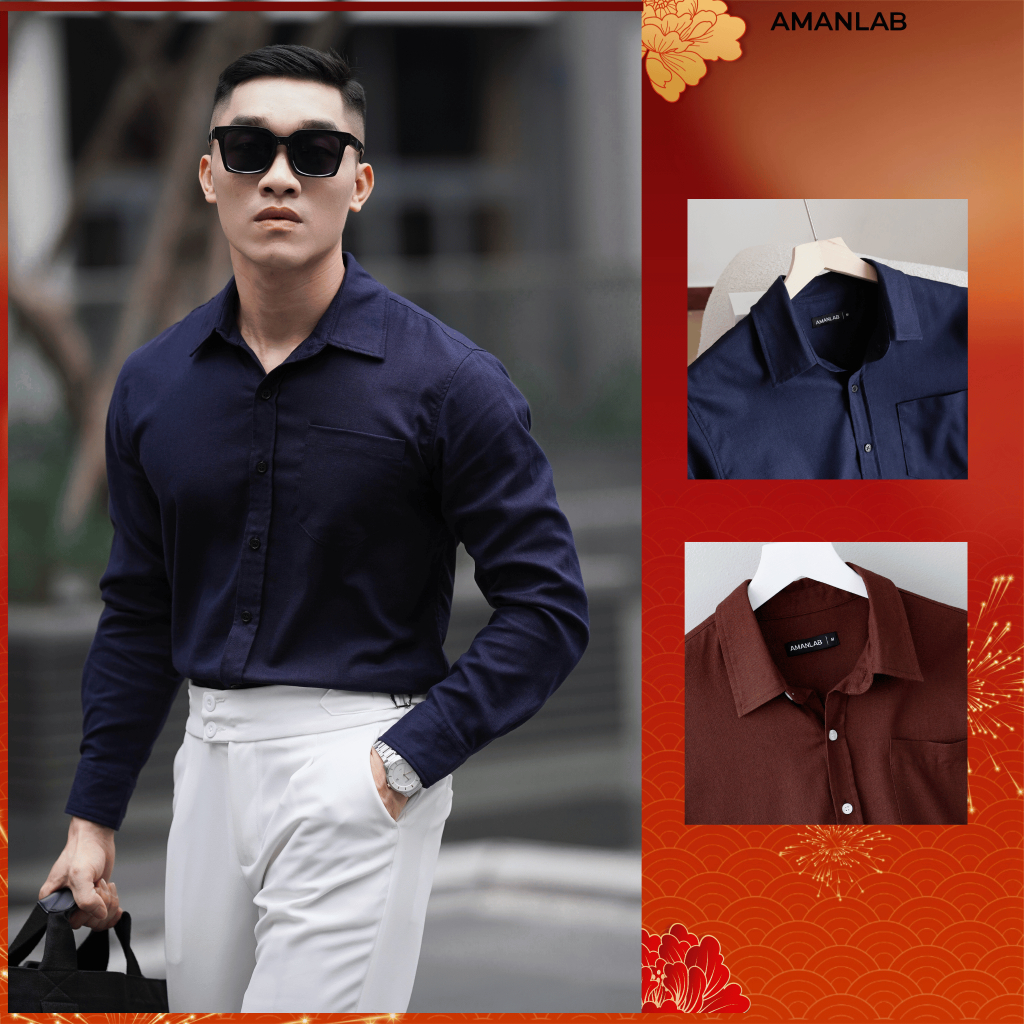 Áo sơ mi nam dài tay chất vải linen, thoáng mát. form regular fit thoải mái Varen Linen AMANLAB