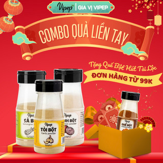  Combo 03 Gia vị ăn dặm cho bé Hành bột 70g Tỏi bột 70g Sả bột 40g - Gia vị nấu ăn Vipep 