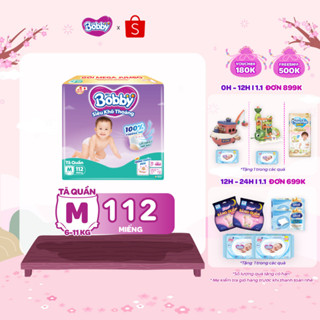   TẶNG MIẾNG NGẪU NHIÊN  Tã quần Bobby Khô Thoáng - 100% Thoáng Khí Mega Jumbo  M112 L96 XL84 XXL76 