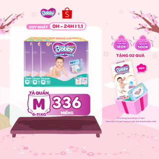  TẶNG MIẾNG NGẪU NHIÊN  Combo 3 tã quần Bobby Siêu Khô Thoáng - 100% Thoáng Khí Mega Jumbo M112 L96 XL84 XXL76 