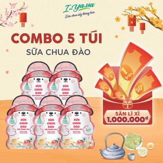   Combo5tặng1Qùa Sữa Chua Tươi Sấy IYAUA Bổ Sung  Tỷ Lợi Khuẩn và Canxi _Gấu Hạt Nút Vị Đào Sấy Thăng Hoa túi 16 gr 