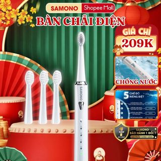   BH 1 đổi 1  Bàn chải điện Samono SW-ET01 5 chế độ đánh răng cho nam nữ và trẻ em 4 đầu bàn chải thay thế mềm mại 