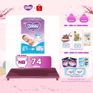  Tã dán sơ sinh Bobby NB70 S54 M46 mới- Lõi nén cotton-soft 3mm 