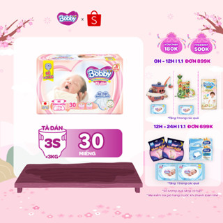  Tã dán Bobby cho trẻ thiếu tháng <3KG 30 miếng gói 