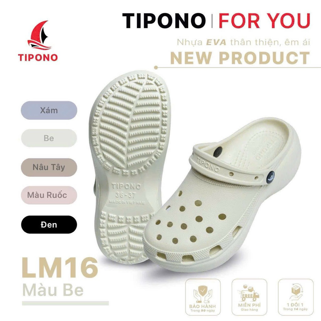 Dép Sục Tipono ( chính hãng ) Nữ Đế Cao 6cm Tặng Kèm 8 Chram Chất Liệu Eva Cao Cấp