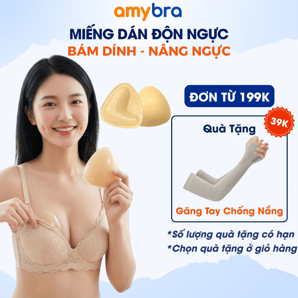 Mút Độn Ngực Hình Tam Giác Silicon Nâng Ngực - Dán Ngực Keo Dính Chắc Tái Sử Dụng AMYBRA D3008