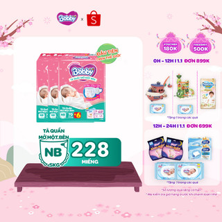   MỚI  TẶNG MIẾNG  Combo 3 gói tã quần mở một bên Bobby dành cho bé sơ sinh size NB70+6 NB-S74  S80  S-M62 