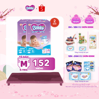  Combo 2 tã dán Bobby S80 M76 L68 XL62 XXL56 mới- Lõi nén cotton-soft 3mm 