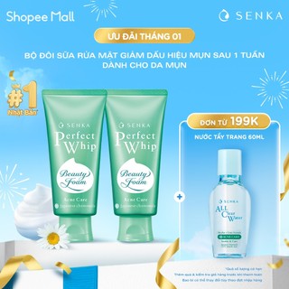 Bộ 02 Sữa rửa mặt  ngừa mụn SENKA PERFECT WHIP ACNE CARE 100g chai 