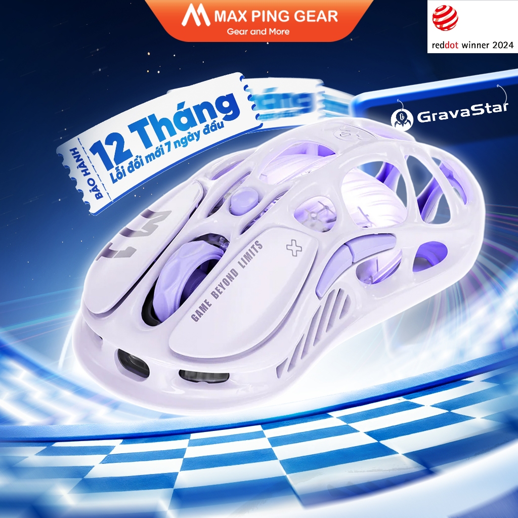 [HỎA TỐC]Chuột Gaming Không Dây Gravastar Mercury M1 Pro Special Edition Lavender Purple-Maxpinggear