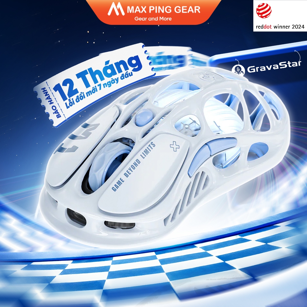 [HỎA TỐC] Chuột Gaming Không Dây Gravastar Mercury M1 Pro Special Edition Ice Blue - Maxpinggear