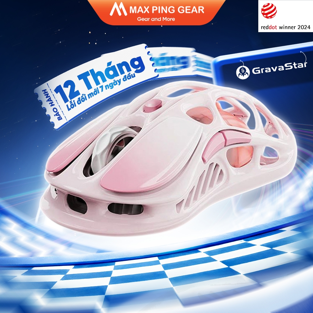 [HỎA TỐC] Chuột Gaming Không Dây Gravastar Mercury M1 Pro - Sakura Pink - Maxpinggear