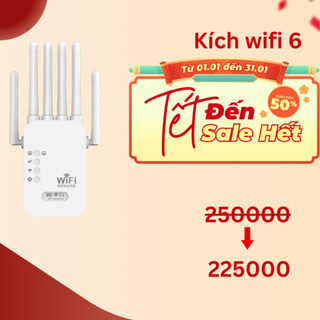  Kích Sóng Wifi 6 Râu Ăng Ten Phát Xuyên Tường Chuẩn N Tốc Độ 1300mbps Màu Trắng Bộ Kích Sóng Wifi Thu Phát Mở Rộng Sóng 