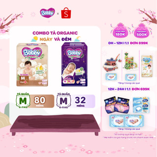   Combo2 Tã Bỉm quần Bobby Organic Ngày&Đêm chăm sóc dịu nhẹ khô thoáng từ thiên nhiên size M L XL XXL XXXLcho bé6kg-35kg 