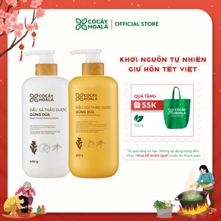  Combo Dầu Gội Xả Thảo Dược Gừng Dừa Cỏ Cây Hoa Lá 650g Giảm Gàu Ngứa Dưỡng Tóc Suôn Mượt 